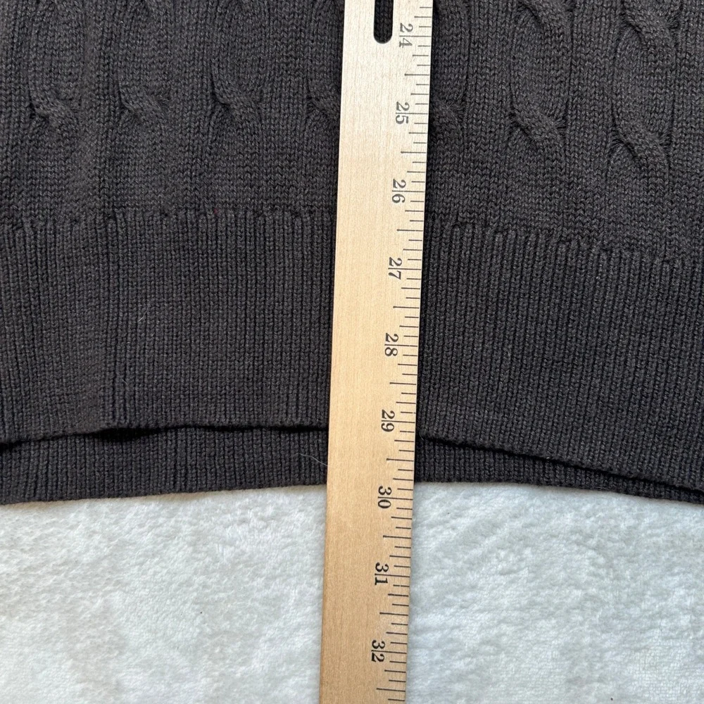 Banana Republic Cable Knit Sweater Mens 2XL Brown Chunky 1/4 Zip Pullover Cotton